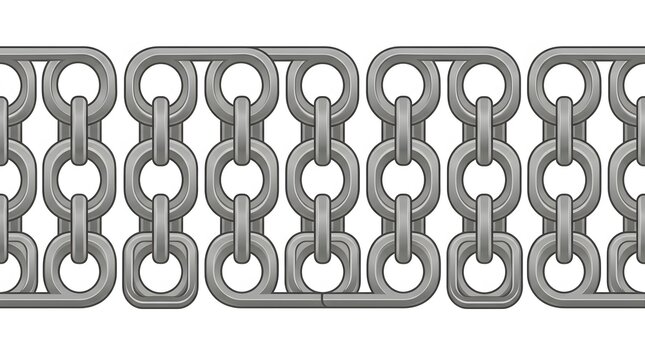 Silver metal chain link pattern horizontally interlocking