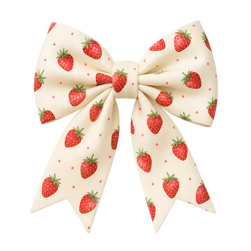 strawberries bow isolated on white background
