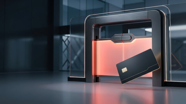 Credit card payment terminal decline report credit payment at glowing terminal