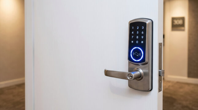Electronic door lock hotel room corridor hospitality service labor shortage impact