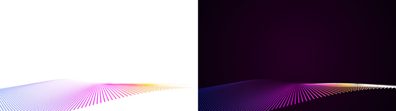 A PNG image of a Gradient particle waves flowing across dark and light backgrounds creating abstract digital landscapes with soft neon colors for technology and futuristic design concepts showcasing m