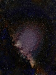Milky Way galaxy and Sagittarius constellation glowing across a dark night sky, revealing dense stars and the galactic center. © Imalif17