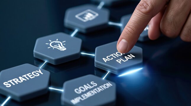 Strategy planning with digital technology network for business goals implementation