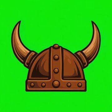 Viking Horned Helmet Logo Loop Animation, Green Screen Background