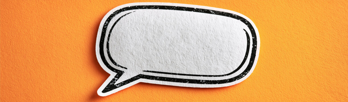 Blank Speech Bubble Icon: A simple, hand-drawn speech bubble on an orange background, perfect for adding your own message or dialogue.