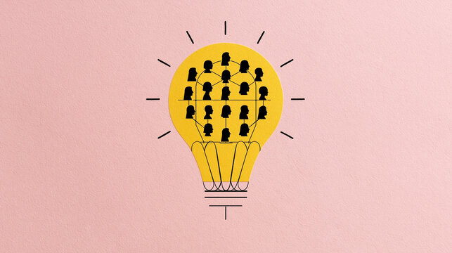Teamwork and Innovation: A bright lightbulb graphic encapsulates the collective spirit of a team, symbolizing shared ideas and innovative collaboration.