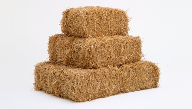Hay and straw bale stack representing dry yellow harvest farming and agriculture