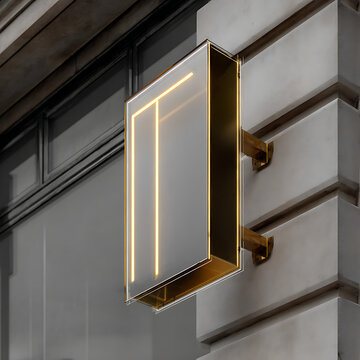 Modern light box sign on a building wall