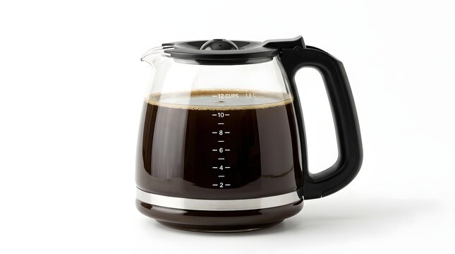 Glass Coffee Carafe Filled with Freshly Brewed Coffee