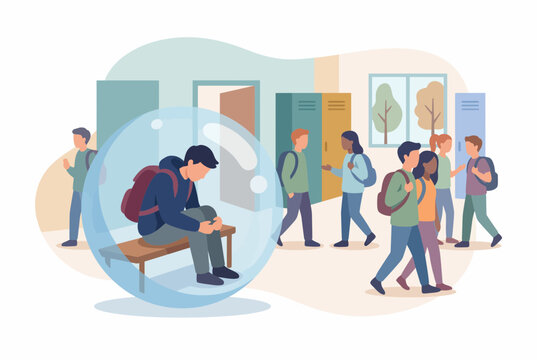 Student Isolated in Bubble Representing Mental Health and Anxiety