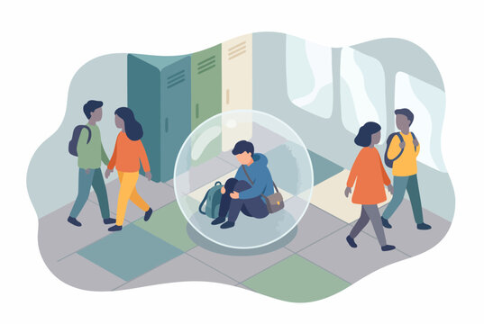Student Isolation and Mental Health Protection in School Hallway