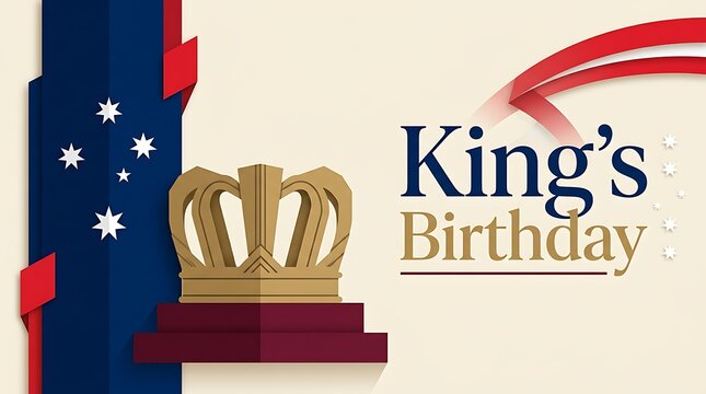 King's birthday celebration crown with australian flag colors