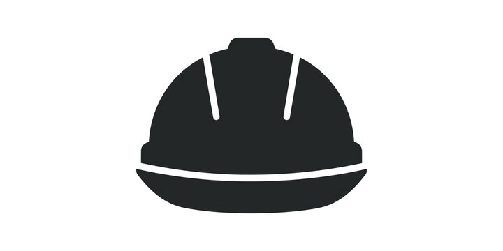Hard hat icon in solid black for construction safety and industry.