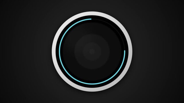 Abstract futuristic digital progress bar with glowing cyan light rotating in a circular motion on a dark metallic interface for high-tech user experience and modern dashboard design
