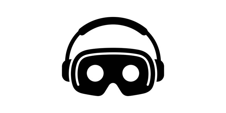 Virtual reality headset icon black for gaming and immersive experiences.