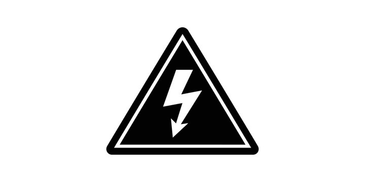 High voltage danger warning symbol with lightning bolt in yellow frame.