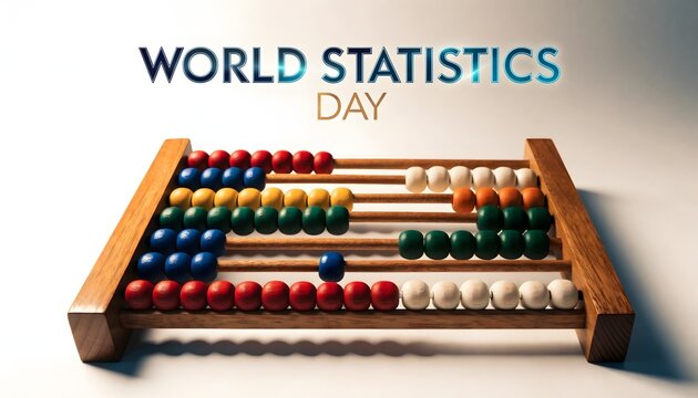 Classic wooden abacus with colorful beads for World Statistics Day