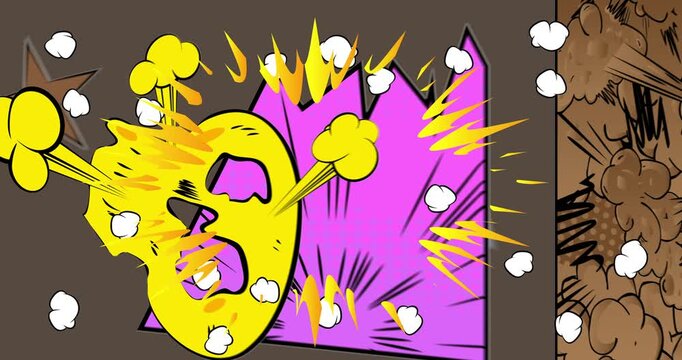 Cartoon background animation, comic book backdrop video. Retro comics pop art design.