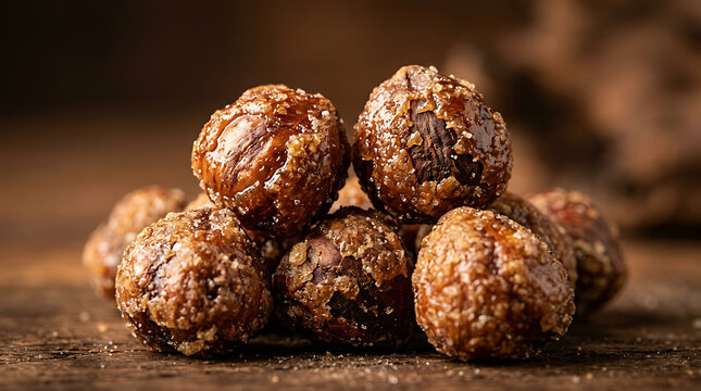 Healthy Energy Balls Made With Nuts and Dates, Close-up