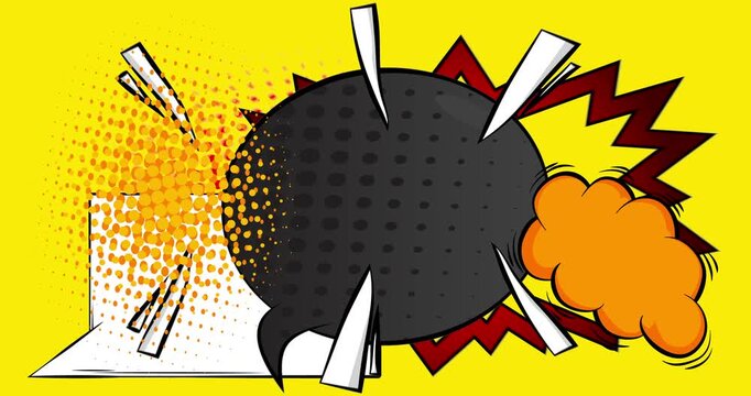 Cartoon background animation, comic book backdrop video. Retro comics pop art design.