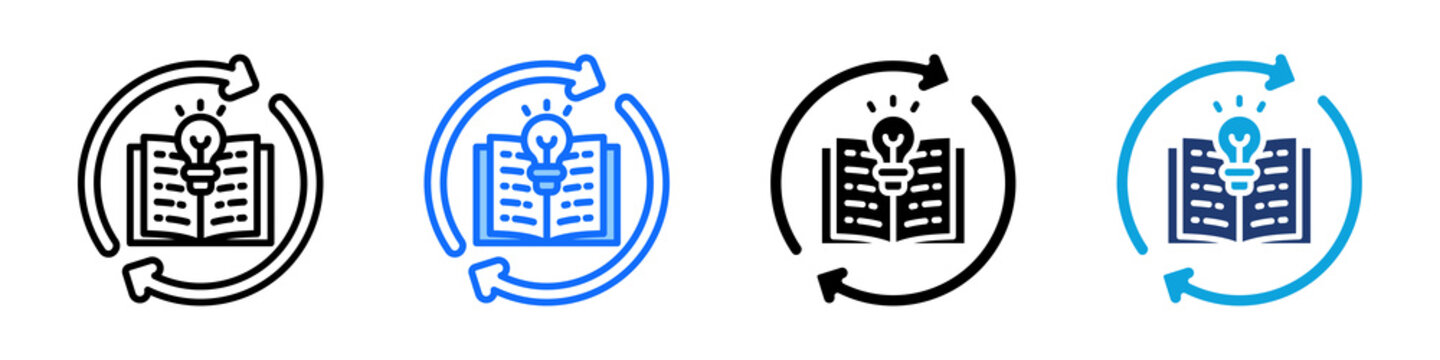 Continuous Learning Icon Set Multi Style Vector Illustration