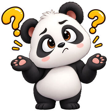 Confused Panda Shrug Sticker, panda, confused panda, shrug, confusion, unsure, puzzled, bewildered, confused, uncertainty, question, reaction, funny panda, cute panda, adorable, kawaii, animal, bear, 