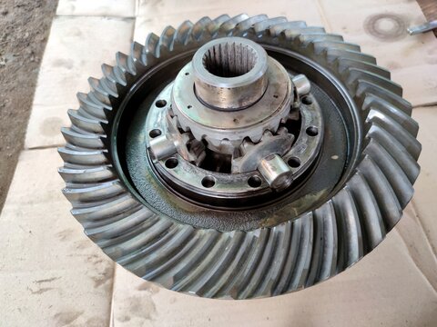 Close-up of a truck differential gear assembly