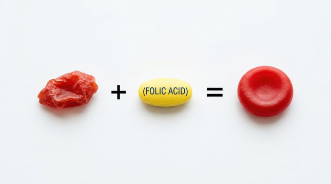 Folic acid supplement and weak blood cell help prevent micronutrient deficiency supporting healthy red blood cell production and overall wellness
