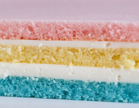 Close-up Macro View of Colorful Layered Cake Slice