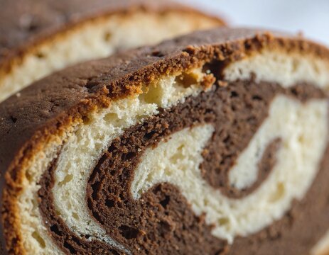 Delicious Marble Cake Slice Close-up View