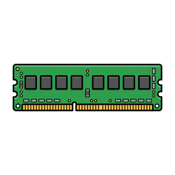 Computer ram memory module hardware vector illustration