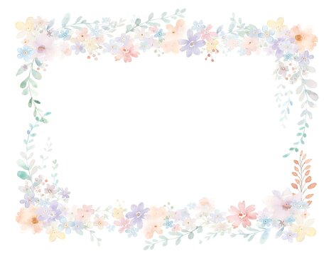 淡い色の花々が彩るフレームデザイン