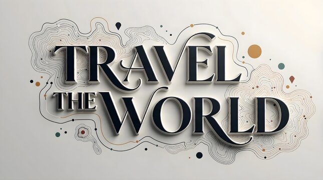 Travel the world typography background with map inspired tourism design