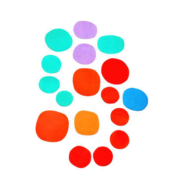Collection of colorful irregular paper circles on dark background isolated on a transparent background