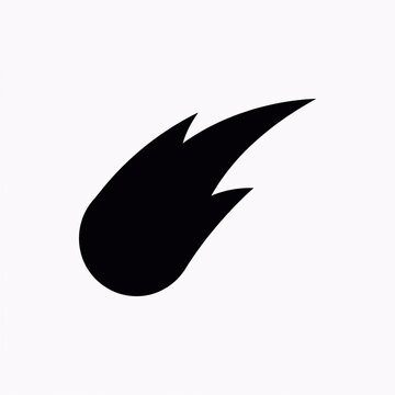 Minimalist black comet icon isolated on a white background for graphic design projects
