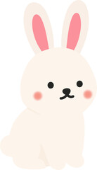 긴 귀를 쫑긋 세운 하얗고 순한 토끼 일러스트 © 지영 김