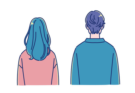 若い男女の後ろ姿