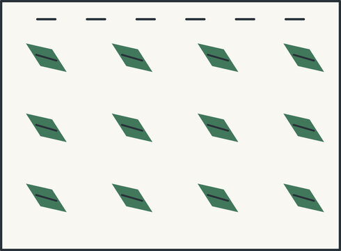 Minimalist geometric pattern with green rhombus shapes, abstract repeating parallelogram vector, modern decorative tiling for textile design isolated on Transparent Background