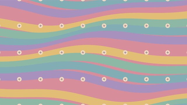 Vagues g&eacute;om&eacute;triques color&eacute;es entrelac&eacute;es dans un mouvement cin&eacute;tique vibrant