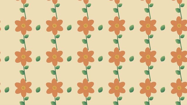 Motif anim&eacute; de fleurs orange dessin&eacute;es &agrave; la main