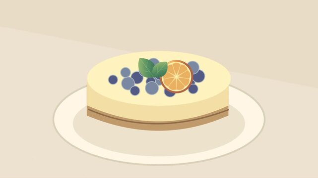 Cheesecake citron myrtille avec fruits frais et menthe