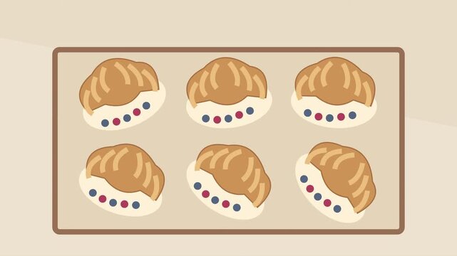 Croissants, p&acirc;tisseries et baies fra&icirc;ches dans une vitrine de boulangerie chaleureuse