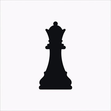 Black chess queen silhouette icon isolated on a white background for strategic design