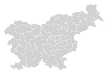 Fototapeta premium Grey with White Outline Slovenia Map with District Borders European Country
