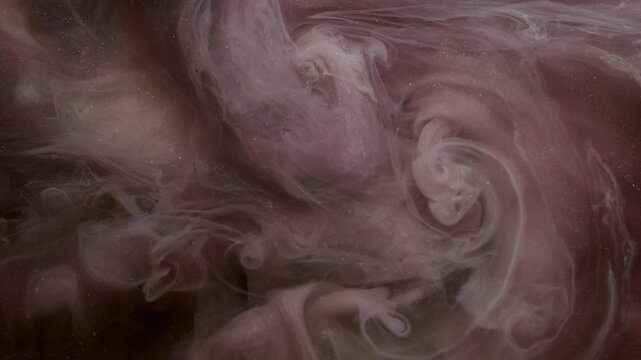 Mist ink. Paint mix. Gray purple shimmering grunge smog art fluid swirl liquid abstract background. Blur flow spill galaxy haze stream.