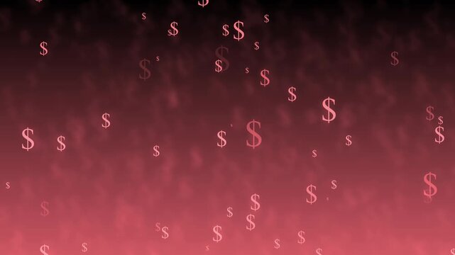 Dollar signs falling gradient background with bokeh-like fog effect animation