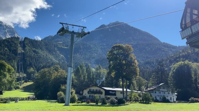 Gondola of the Jennerbahn in Sch&ouml;nau am K&ouml;nigsee, Berchtesgadener Land, Bavaria, Germany