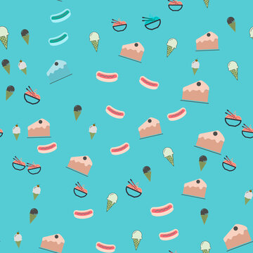 Seamless pattern of food icons