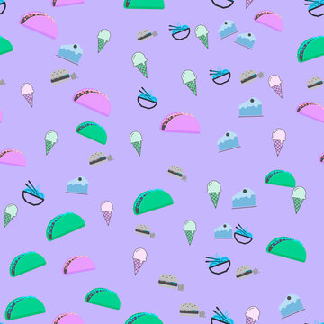 Seamless pattern of food illustrations