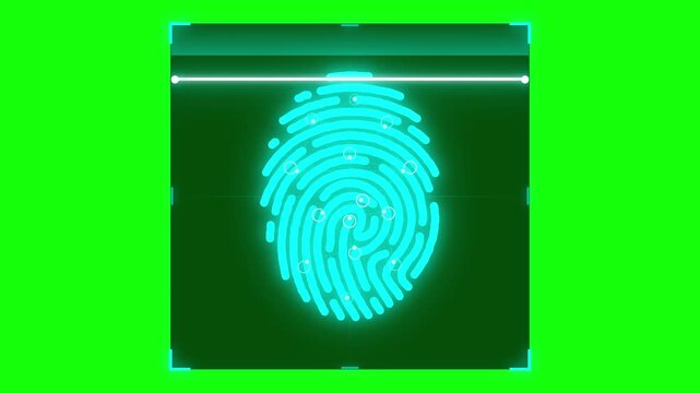 Digital biometric fingerprint scanning animation on green screen